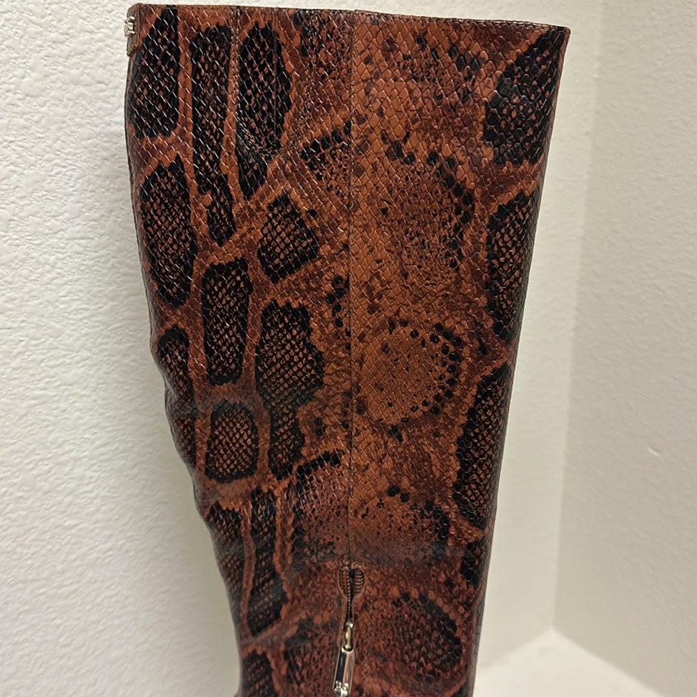 Sam Edelman Brown Snake Print Heeled Boots - Picture 8 of 11